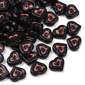 Непрозрачные акриловые бусины, сердце, красный цвет заплетен