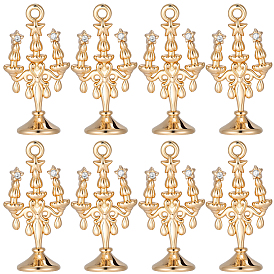 8 colgantes de circonita cúbica micro pavé de latón, amuletos para candelabros