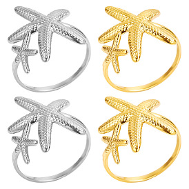 304 Stainless Steel Starfish Open Cuff Ring