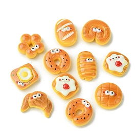 Opaque Resin Imitation Food Decoden Cabochons, Bread Mixed Shapes