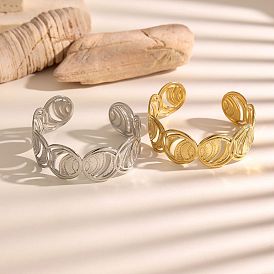 304 Offene Armreifen aus Edelstahl mit Hohlring für Damen