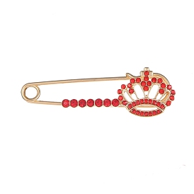 Rhinestone Crown Safety Lapel Pin, Zine Alloy Cardigan Sweater Brooch for Backpack Clothes