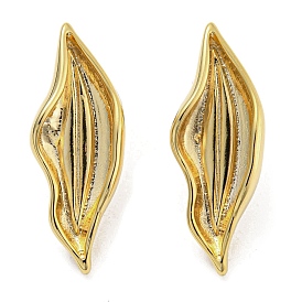Brass Stud Earrings, Leaf