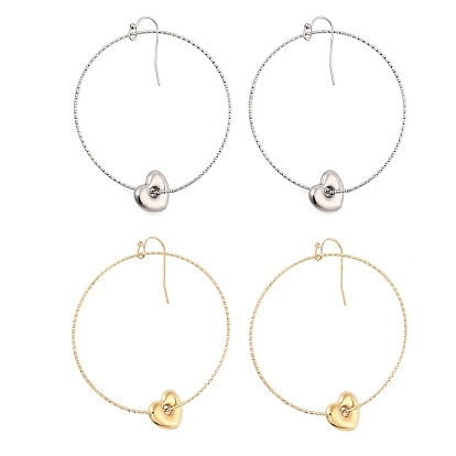 304 женские серьги с подвесками из нержавеющей стали, Сердце & кольцо