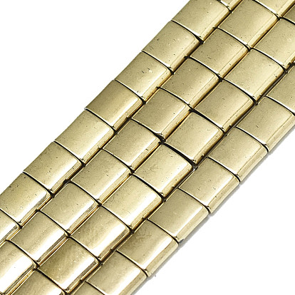 Electroplate Non-magnetic Synthetic Hematite Multi-Strand Links, 2 Hole, for Tile Elastic Bracelets Making, Rectangle