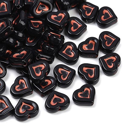 Непрозрачные акриловые бусины, сердце, красный цвет заплетен