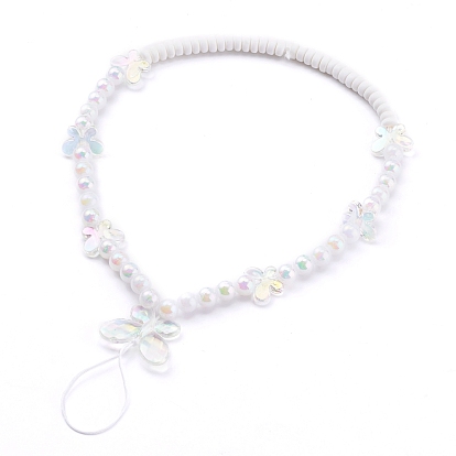 Прозрачные акриловые мобильные ремешки с бусинами, телефонные украшения, с бусинами из полимерной глины и нейлоновой нитью, бабочка