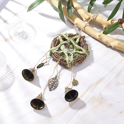 Подвесной колокольчик из листового железа, Гирлянда из ротанговой лозы в форме звезды и подвески из сплава для украшения двери дома