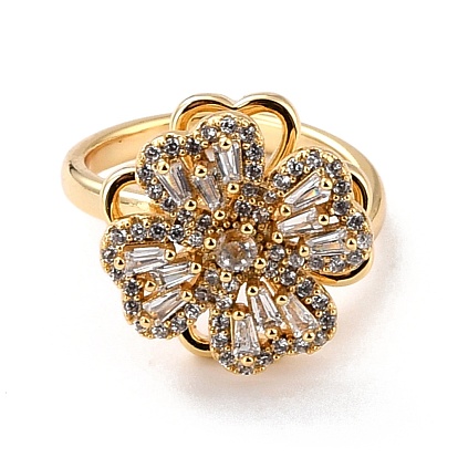 Вращающееся кольцо-манжета из кубического циркония с клевером для успокаивающей медитации, латунный спиннер с открытым кольцом