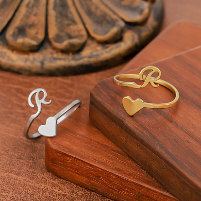 304 открытые кольца манжеты из нержавеющей стали, буква Р с сердечком