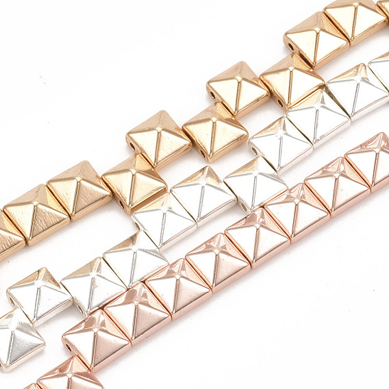 Electroplate Non-magnetic Synthetic Hematite Multi- Strand Links, Rivet/Pyramid