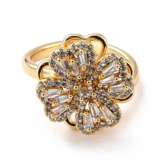 Вращающееся кольцо-манжета из кубического циркония с клевером для успокаивающей медитации, латунный спиннер с открытым кольцом