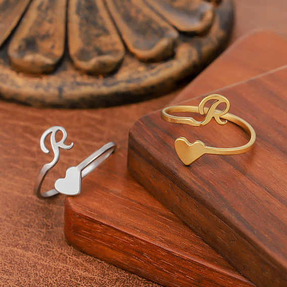 304 открытые кольца манжеты из нержавеющей стали, буква Р с сердечком