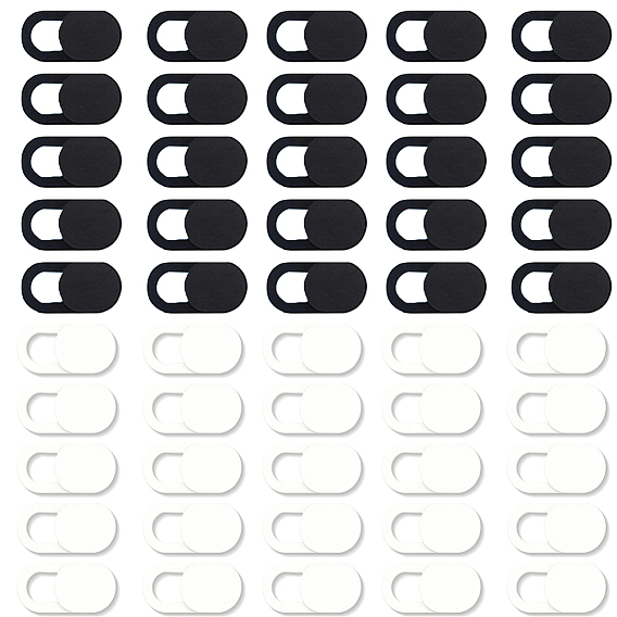50Pcs 2 Colors ABS Plastic Self-Adhesive Webcam Covers, Slide Camera Blockers For Mobile Phone Computer Laptop, Oval