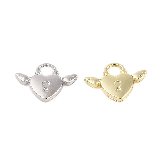 Rack Plating Alloy Pendants, Heart with Lock