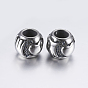 304 Stainless Steel European Beads, Large Hole Beads, Rondelle with Hand & Heart