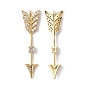 Brass Micro Pave Clear Cubic Zirconia Pendants, Arrows Charms