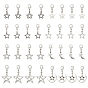32Pcs 8 Colors Alloy Pendant Decorations, Star, with Alloy Lobster Claw Clasps
