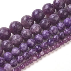 Natural Lepidolite/Purple Mica Stone Beads Strands, Round