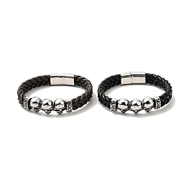 304 bracelet à maillons perlés en acier inoxydable avec fermoir magnétique pour hommes femmes