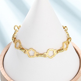 304 женские браслеты-цепочки с цветочными звеньями из нержавеющей стали