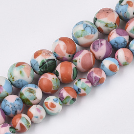 Synthetic Gemstone Beads Strands, Dyed, Round