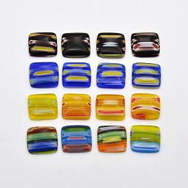 Handmade Millefiori Glass Cabochons, Square, 14x14x4mm