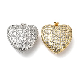 Латунные микропаве прозрачные подвески с фианитом, без кадмия и без свинца, пустое сердце