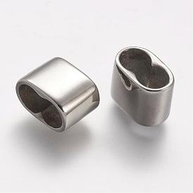 304 Stainless Steel Slide Charms, For Leather Cord Bracelets Rope Keychain Making, Rectangle