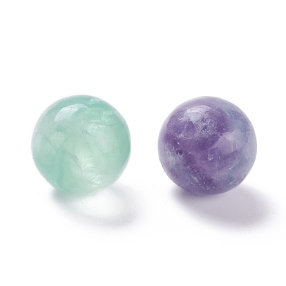 Natural Fluorite Beads, No Hole/Undrilled, for Wire Wrapped Pendant Making, Round