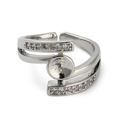 Регулируемые латунные манжеты, компоненты открытых колец, с кубического циркония, за половину пробурено бисера