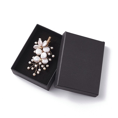 Ramillete de boda broche de perlas keshi naturales, pin de solapa flor elegante, pasador de perlas de envoltura de alambre, dorado