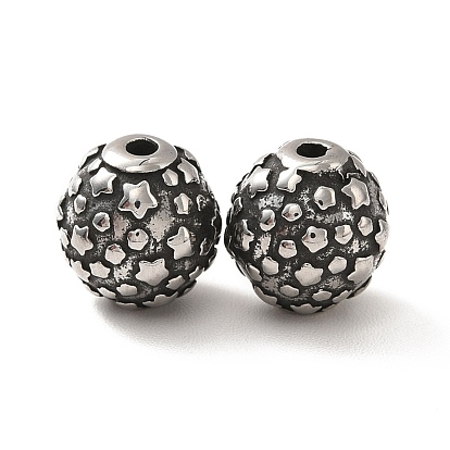 316 Surgical Stainless Steel Beads, Rondelle with Star