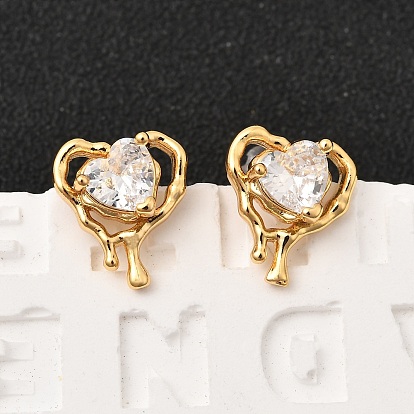 Серьги-гвоздики из латуни с прозрачным фианитом и прозрачным фианитом, с 316 хирургическим стержнем из нержавеющей стали, без никеля 
