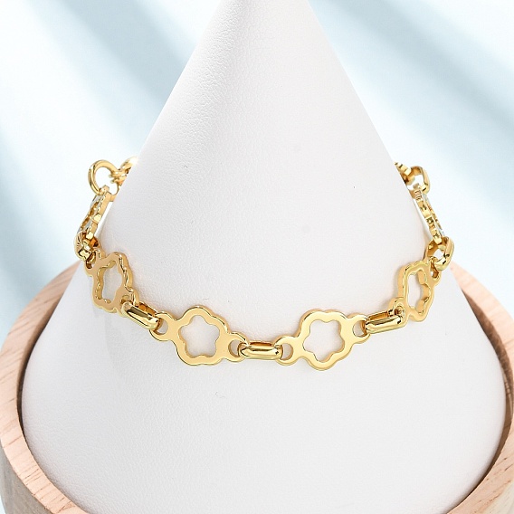 304 женские браслеты-цепочки с цветочными звеньями из нержавеющей стали