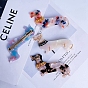 Cute Dog Cellulose Acetate(Resin) Alligator Hair Clips, with Alloy Clips and Rhinestone, for Women Girls