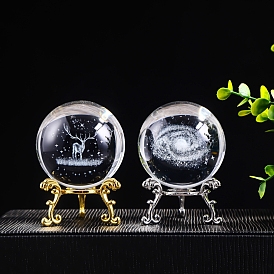 Inner Carving Glass Crystal Ball Diaplay Decoration, Fengshui Home Decor