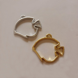 Zinc Alloy Open Back Bezel Pendants, For DIY UV Resin, Epoxy Resin, Pressed Flower Jewelry, Fish