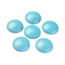 Synthetic Turquoise Cabochons, Dyed, Half Round