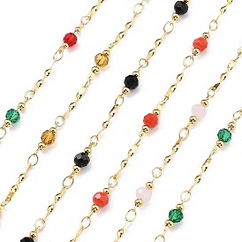 Латунные круглозвенные цепи, со стеклом, реальный 18 k позолоченный, пайки, без кадмия, без никеля и без свинца, с катушкой