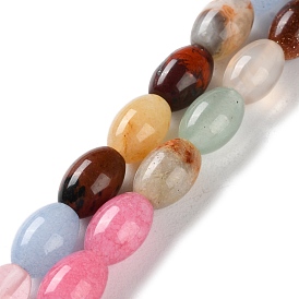 Mixed Gemstone Beads Strands, Rice, Mixed Dyed and Undyed