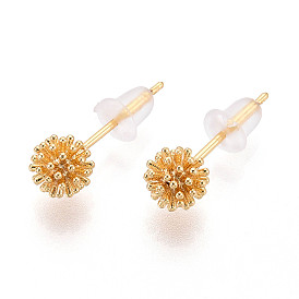 Латунь серьги, цветок, без никеля 