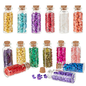15Pcs 15 Styles Glass Wishing Bottle Pendant Decorations, with Natural & Synthetic Gemstone Chips Beads and Cork Stopper