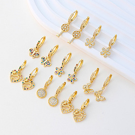Fashionable High-End Zircon Earrings Set with Simple Ear Clips and Pendants