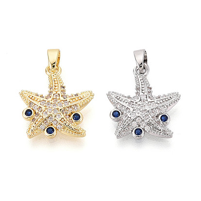 Латунные микро проложить кубического циркония подвески, прелести морская звезда