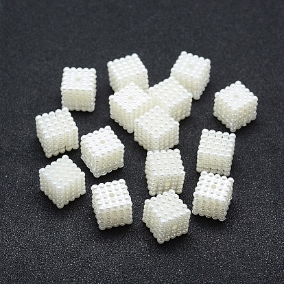 ABS Plastic Imitation Pearl Beads, Cube