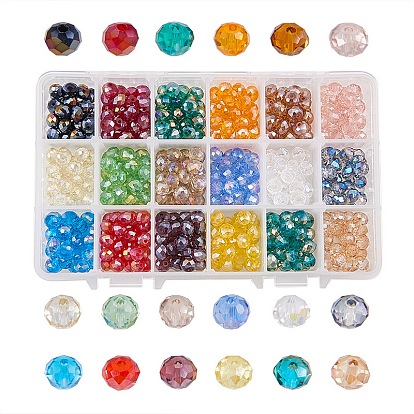 Electroplate Glass Beads, AB Color, Faceted, Rondelle