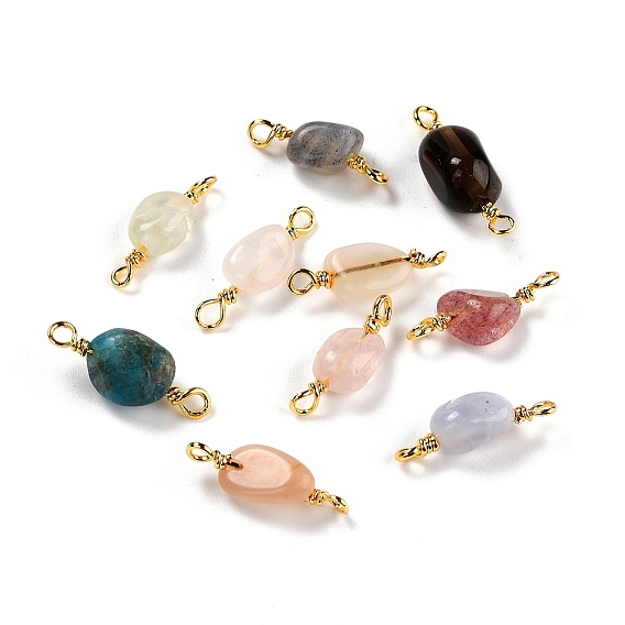 Соединители звеньев естественных смешанных драгоценных камней, с золотой медной проволокой, без кадмия и без свинца, чип