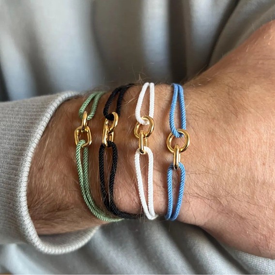 Пластиковые овальные и кольцевые браслеты ccb, Регулируемые плетеные браслеты из хлопкового шнура для мужчин