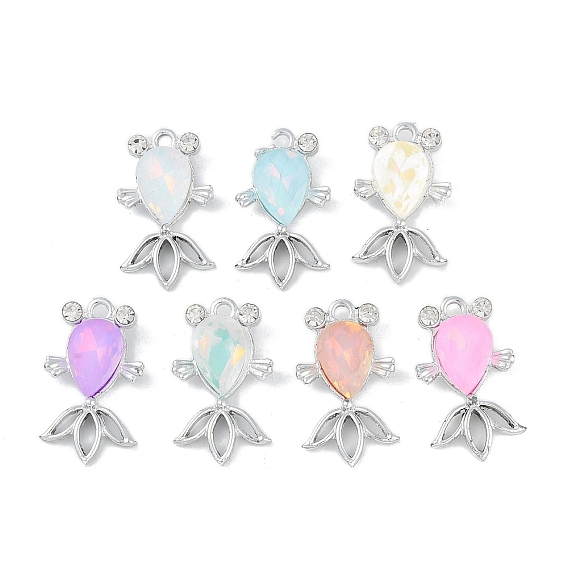 Подвески из сплава с ультрафиолетовым покрытием, со стеклом, без свинца и без кадмия, рыба, золотые